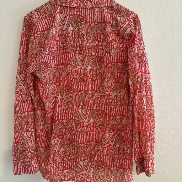 Jude Connally Button Up Shirt Women’s Large Callie Top Button Front Cotton Red - Picture 6 of 6